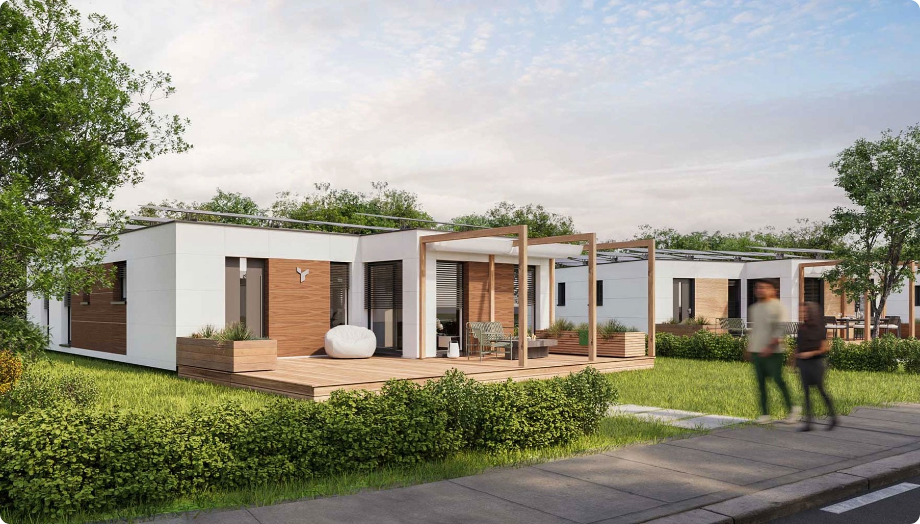 Existing Cherry concept visualisation with private terraces and planted shared landscape